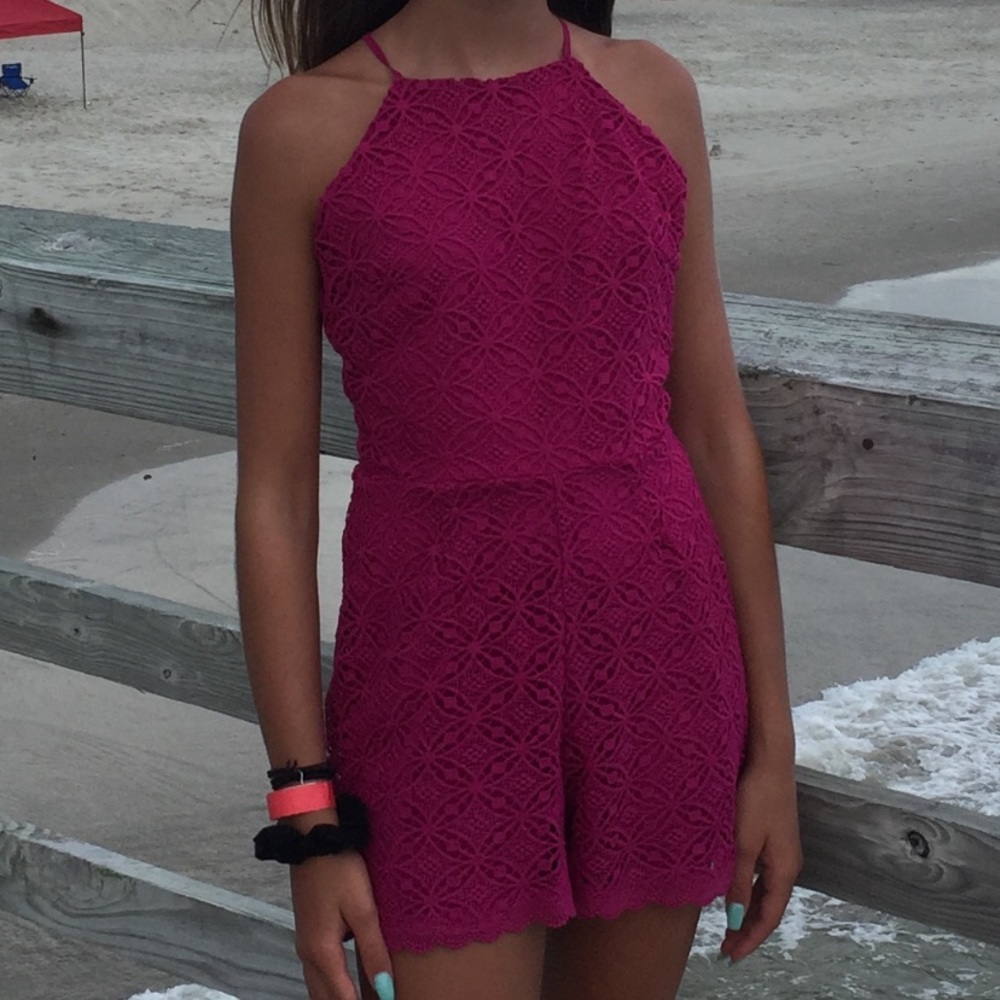 Speechless Pink Lace Patterned Romper